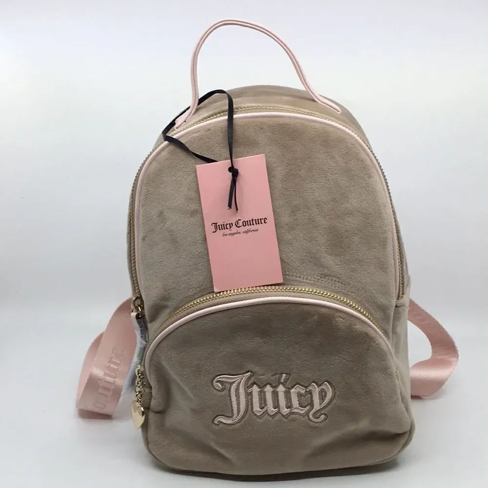 NWT Juicy Couture Queen Of Everything Backpack Velour Cafe/Powder Blush
